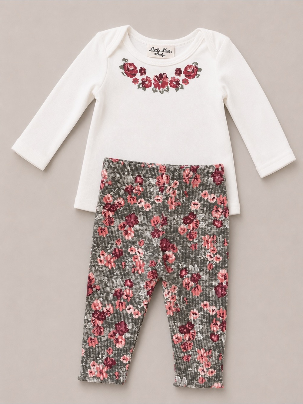 Little Lass Baby - 2 Piece Set W/ Floral Print (Cotton & Poly) - 0-3M